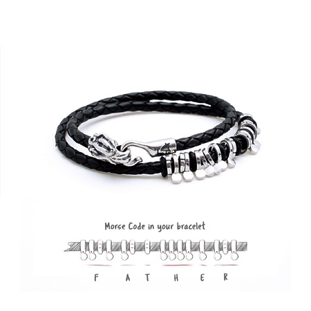 Серебрянный браслет Kraken  с кодом Морзе "Father"